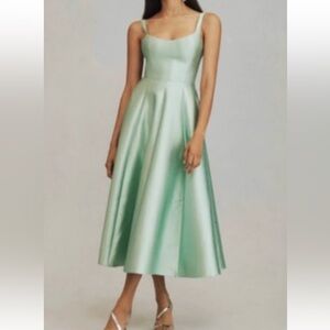 Anthropologie Mare Mare Mint Green Tea Length Dress With Metal Clasp Back